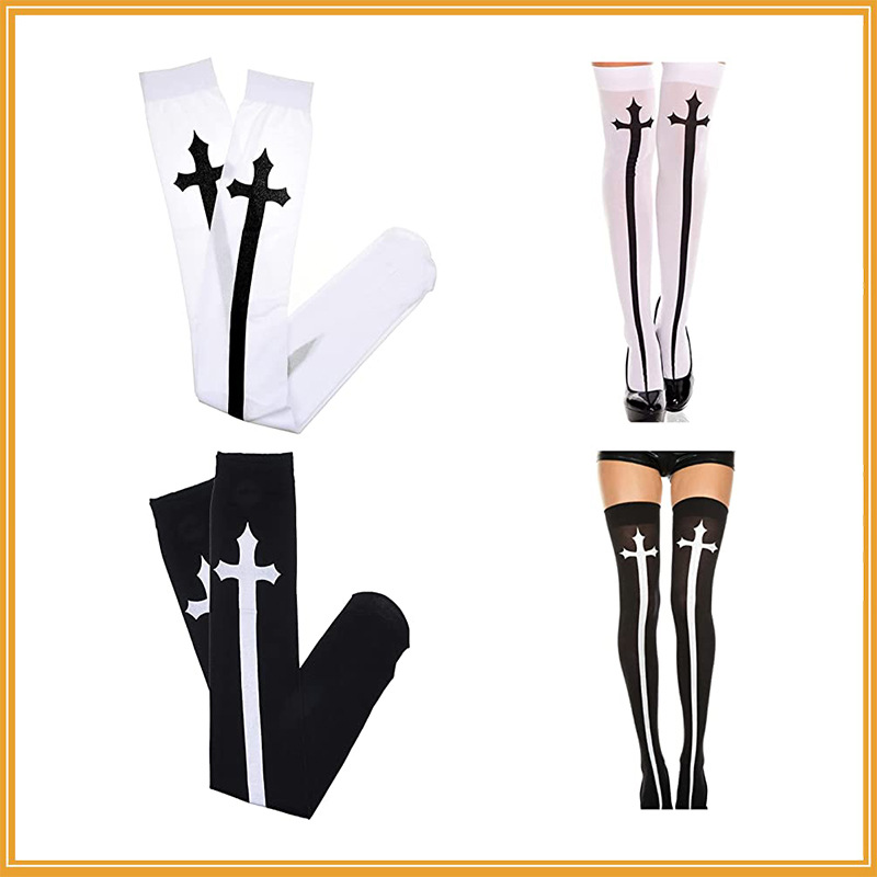 Fashion Gothic Cross Knee High Socks